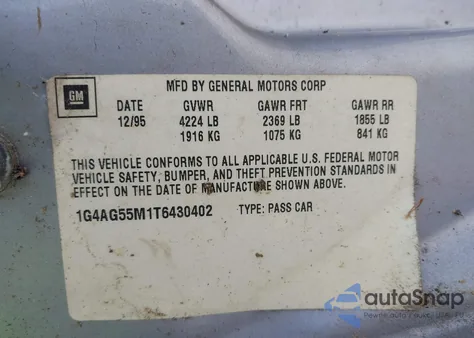 1996 Buick Century Special/Custom/Limited from USA, damaged, VIN 1G4AG55M1T6430402